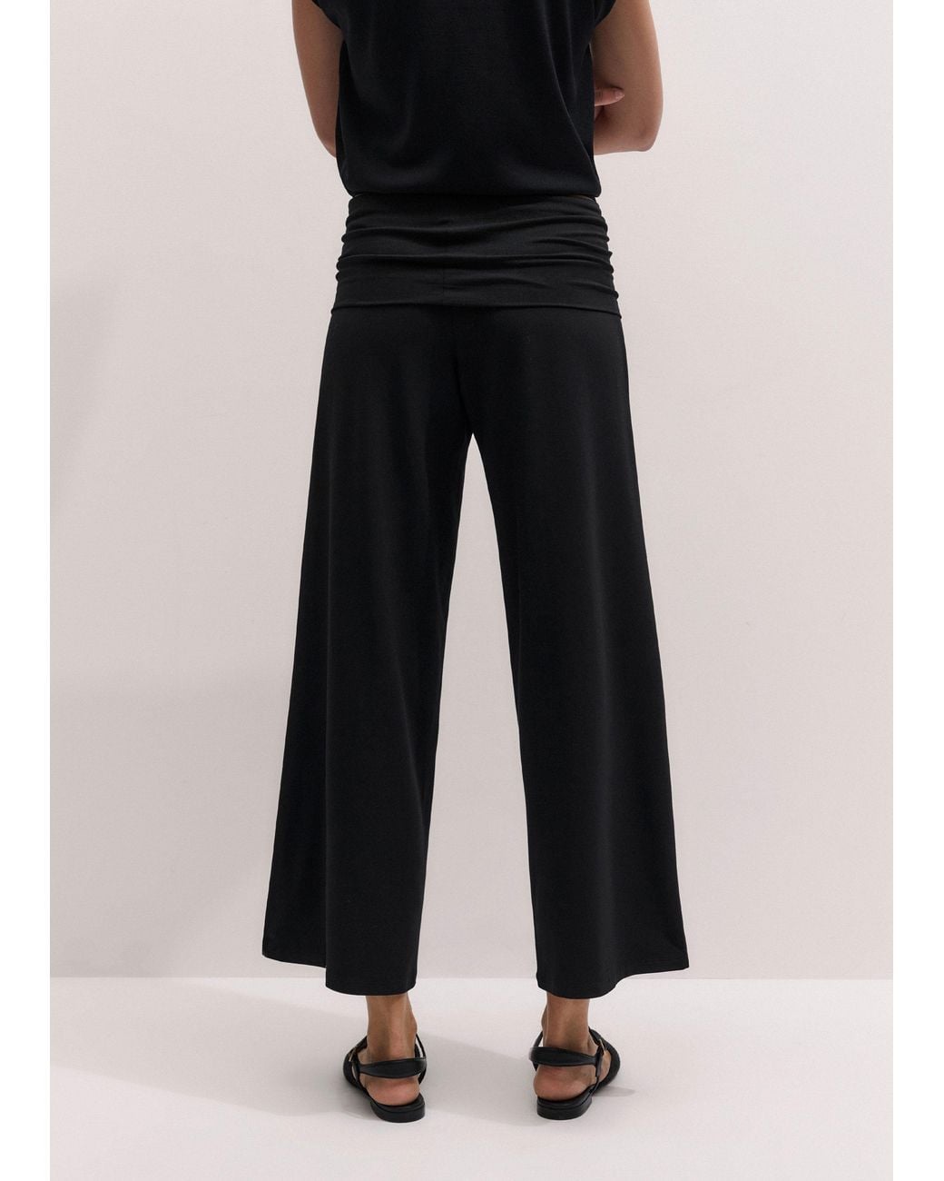 ME+EM Black Crop Palazzo Pant