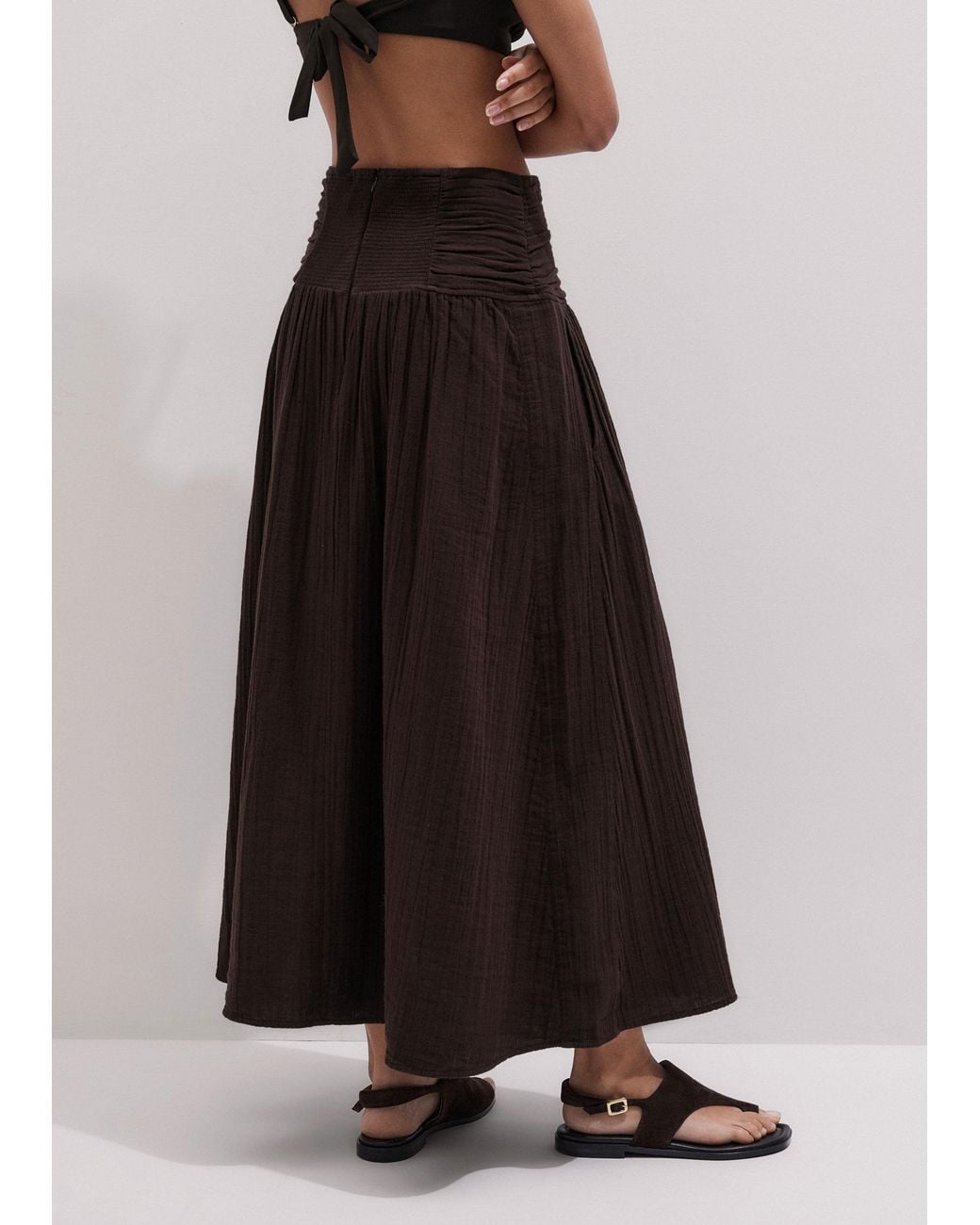 ME+EM Black Cheesecloth Maxi Skirt