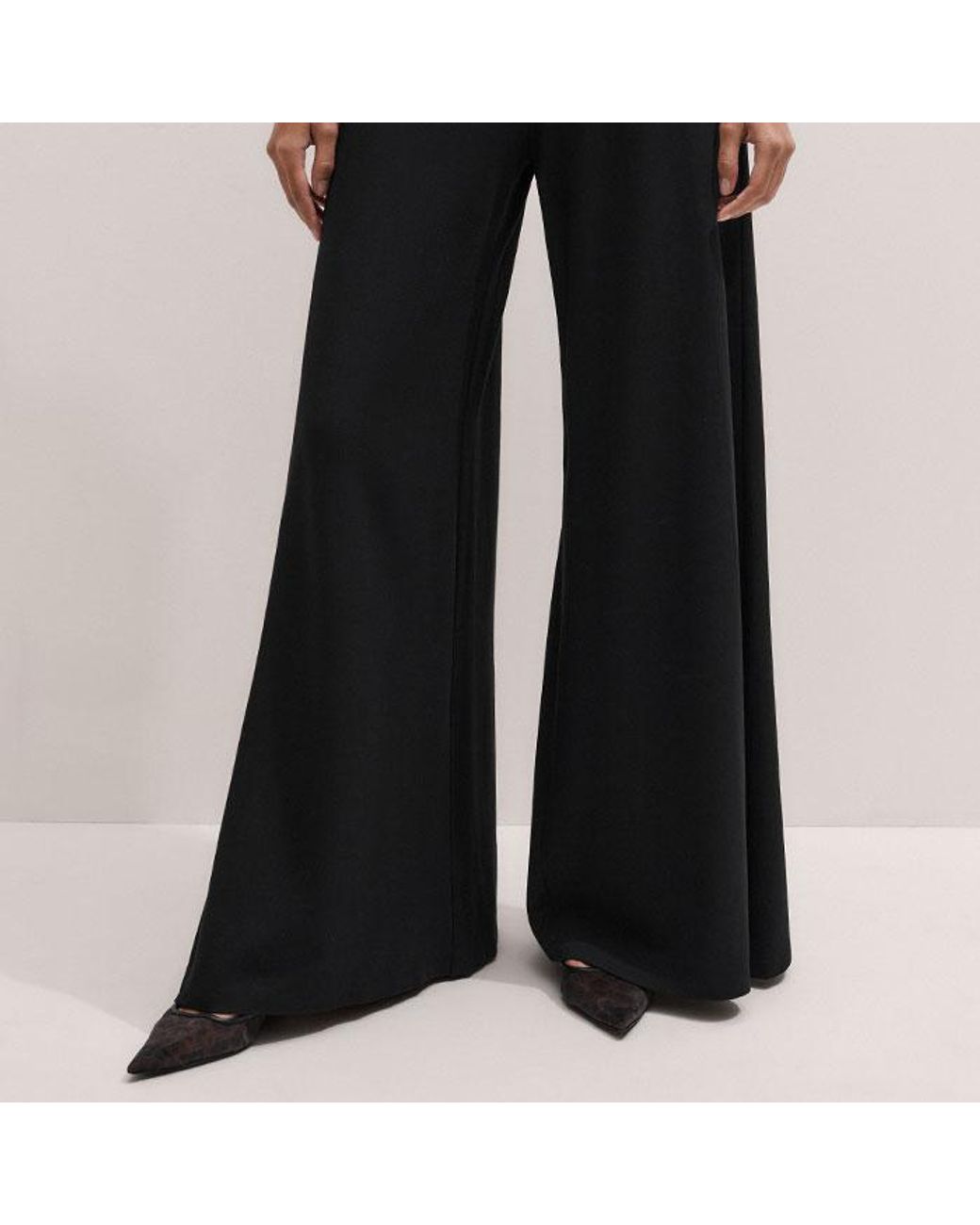 ME+EM Black Super Wide Palazzo Pant