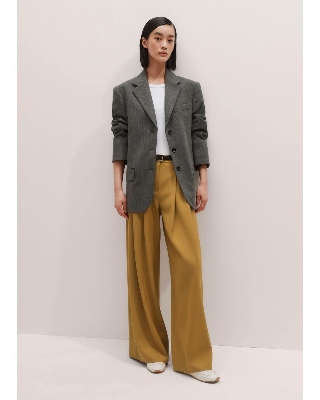 ME+EM Multicolor Wide-Leg Pleated Trouser