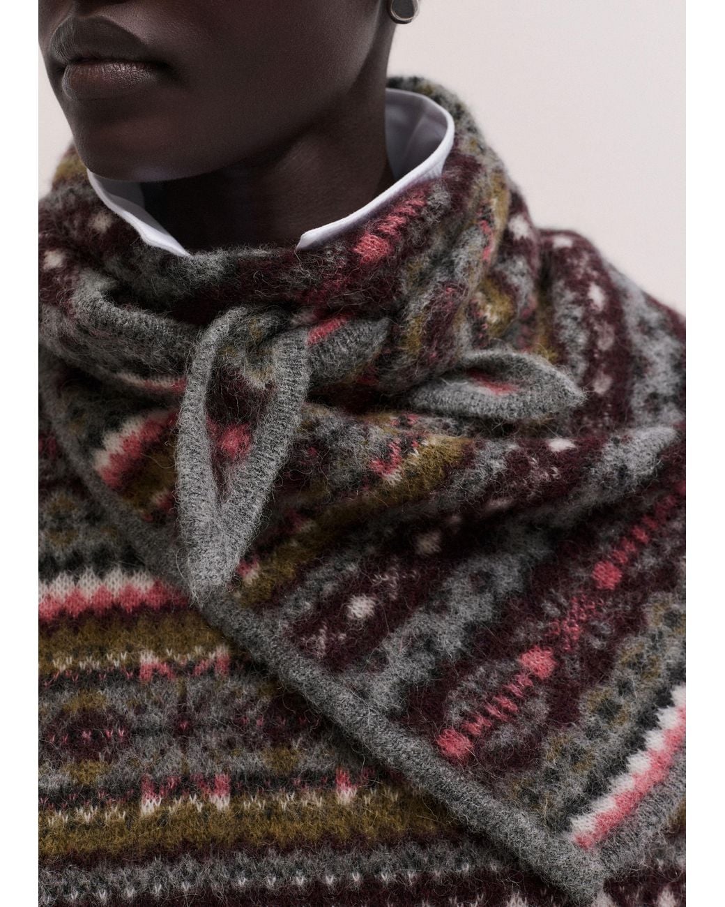 ME+EM Multicolor Fairisle Shrunken Triangle Scarf