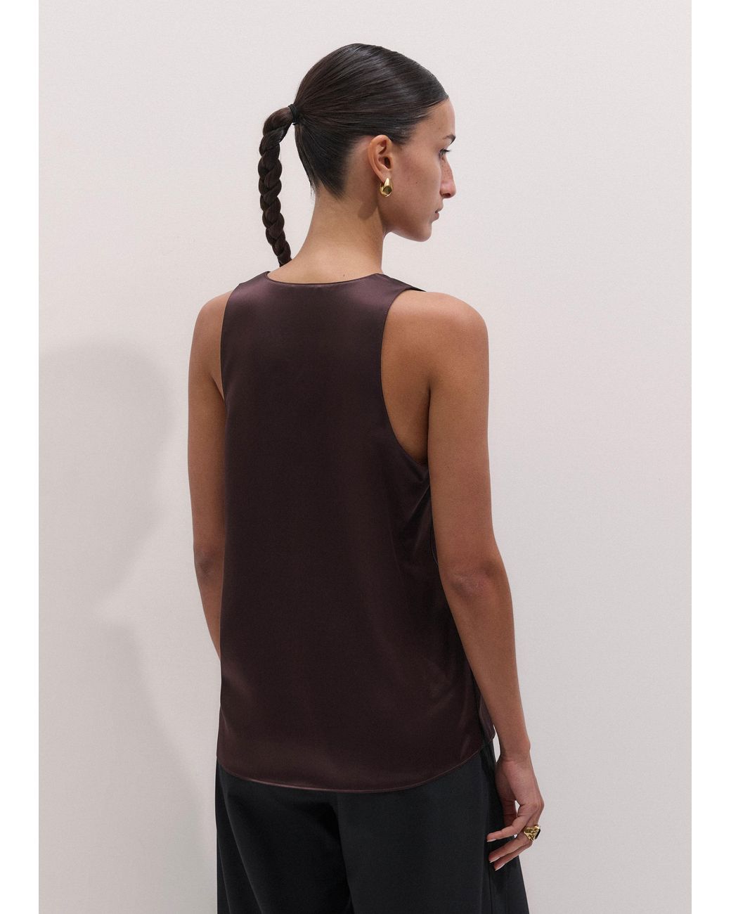 ME+EM Black Silk Satin Tank Top