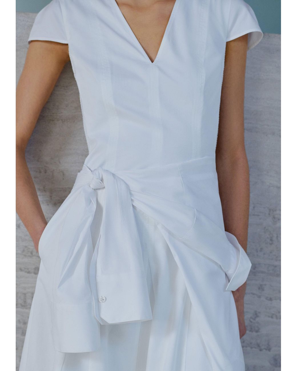 ME+EM Gray V-Neck Fit And Flare Maxi Dress