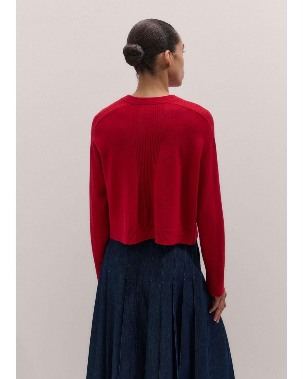 ME+EM Red Merino Cashmere Saddle Shoulder Cardigan