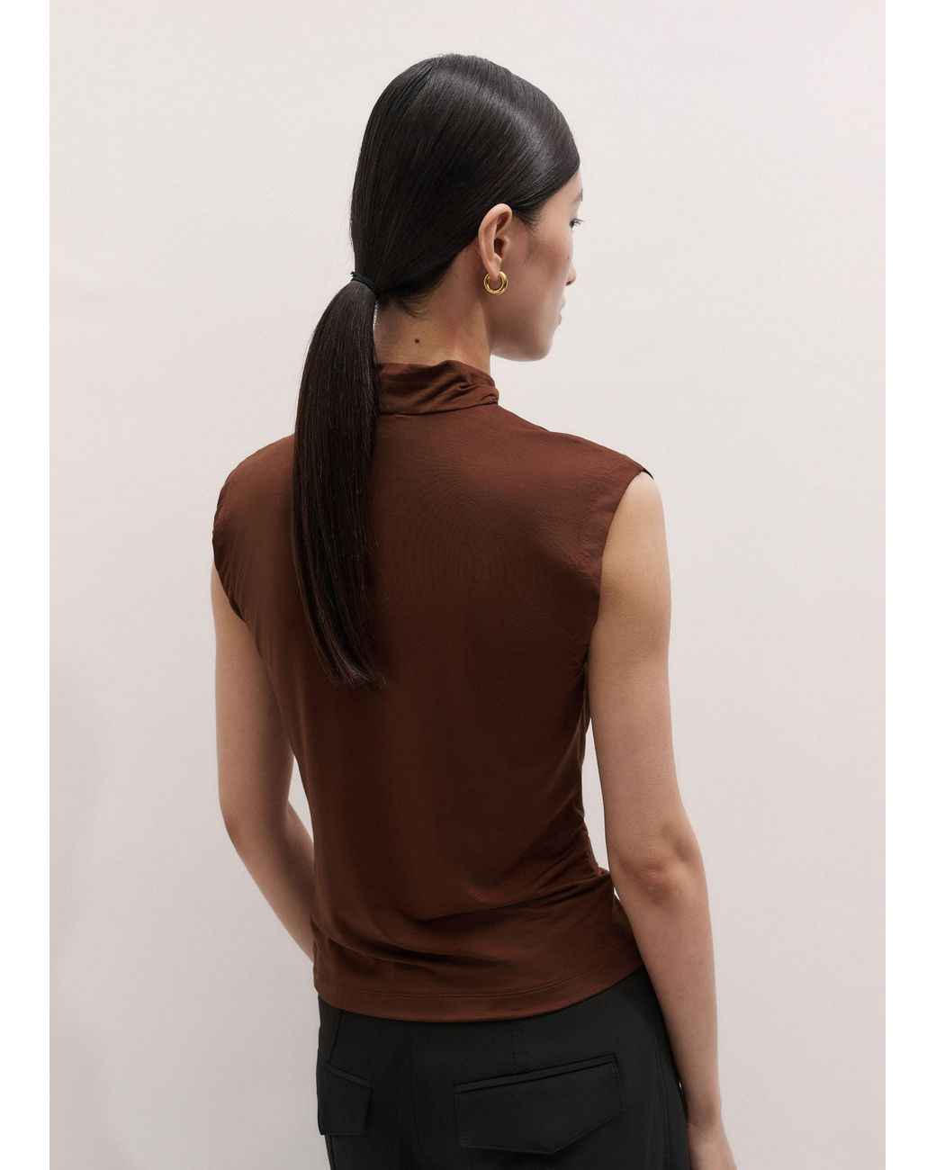ME+EM Blue Sleeveless Drape Top