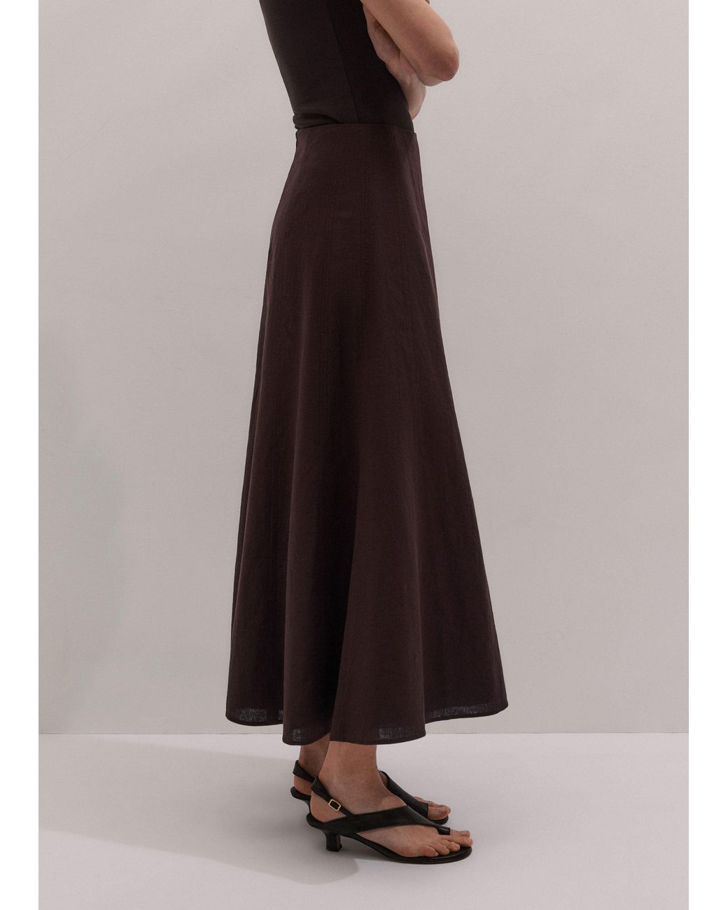 ME+EM Multicolor Crease-Less Linen Panelled Maxi Skirt