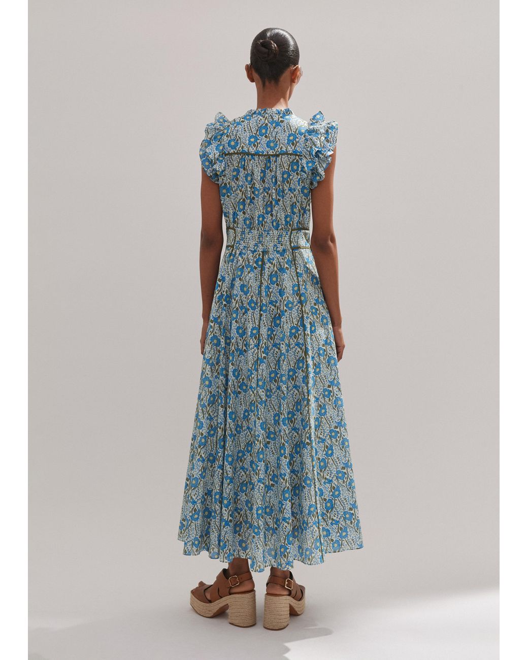 cotton english garden print maxi dress Rent ME+EM Blue Dress UK 12