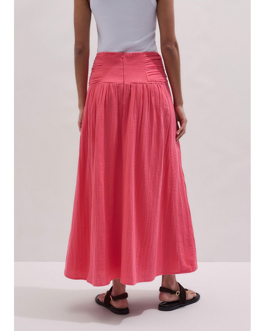 ME+EM Pink Cheesecloth Maxi Skirt