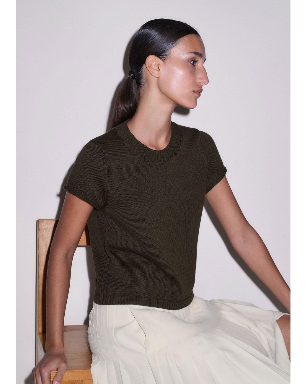 ME+EM Multicolor Shrunken Straight Knit Baby Tee