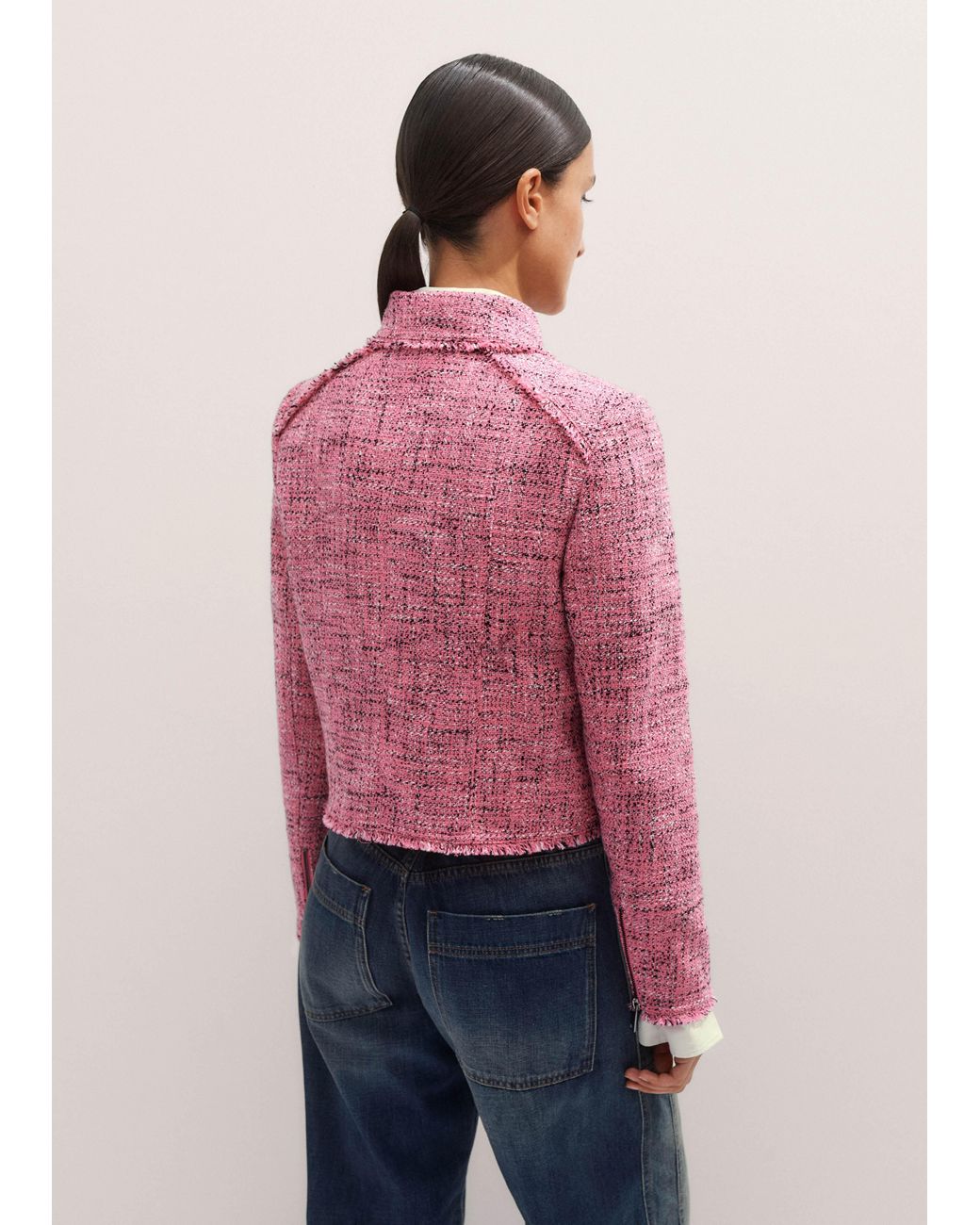 ME+EM Spring Tweed Fringe Jacket in Pink | Lyst UK