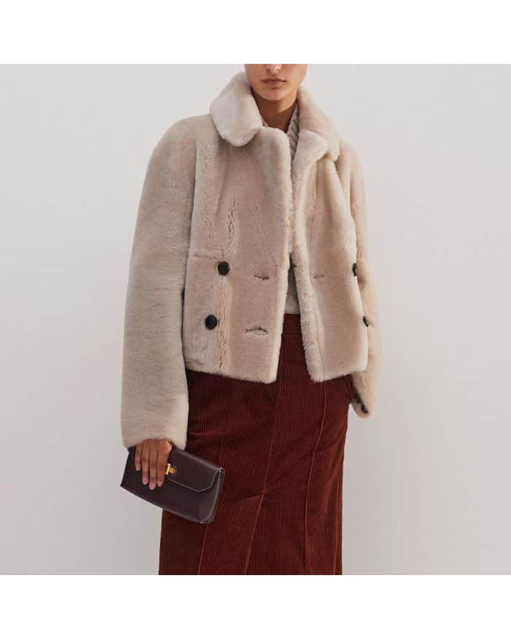ME+EM Natural Luxe Short Shearling Coat