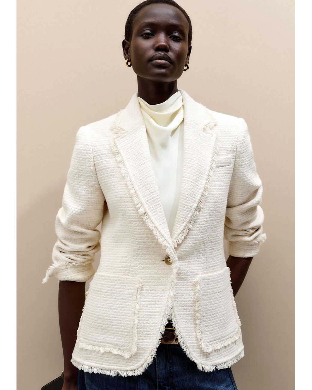 ME+EM Natural Textured Cardi Blazer