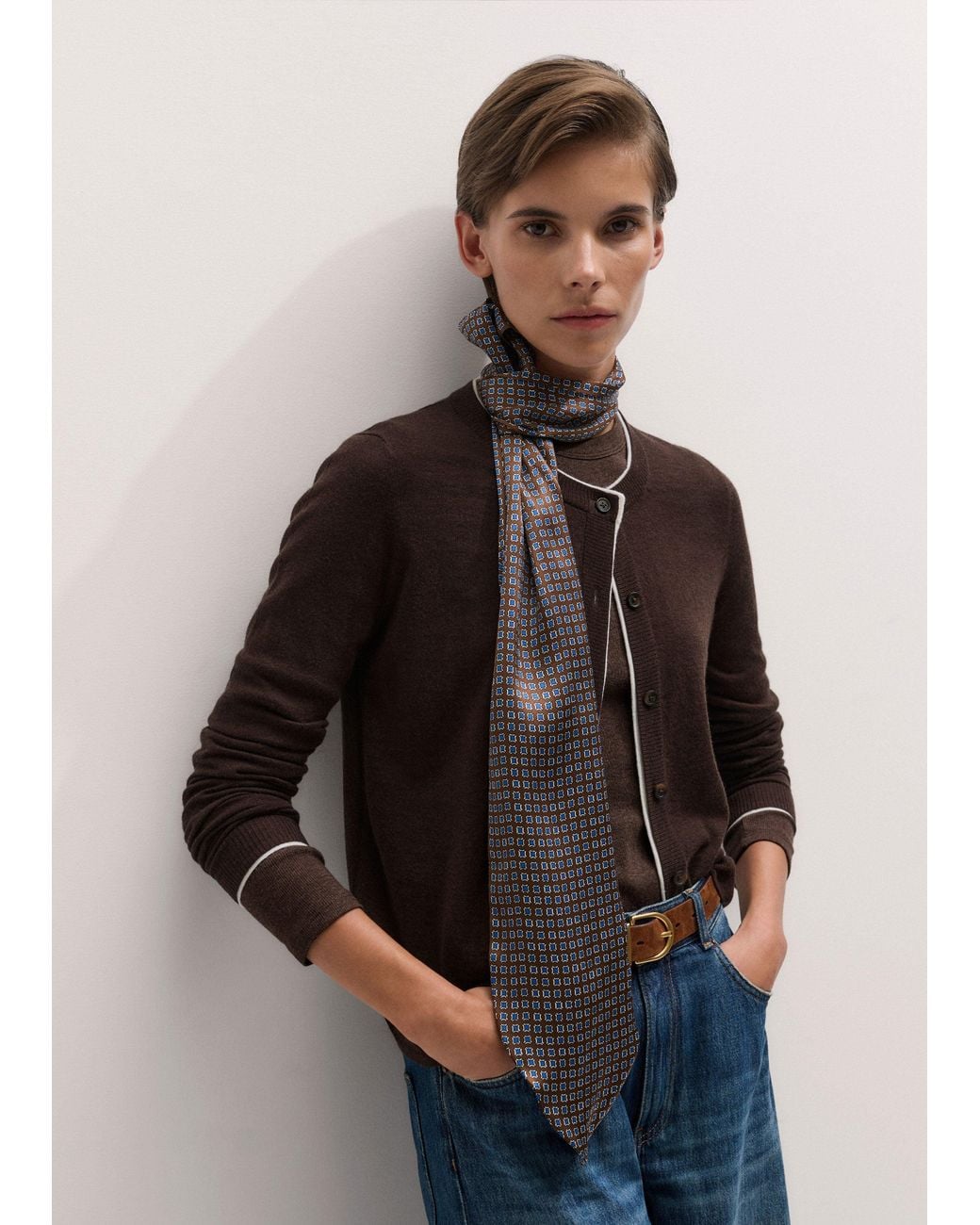 ME+EM Multicolor Squared Geo Print Evening Scarf
