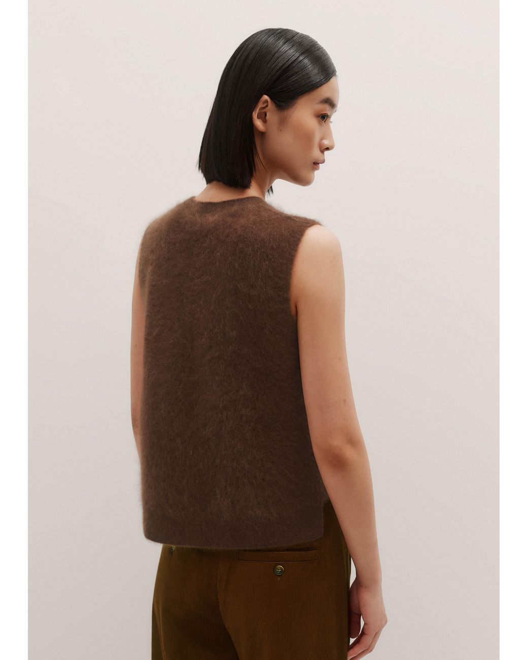 ME+EM Brown Straight Sweater Vest