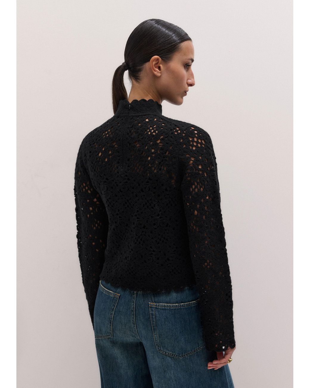 ME+EM Black 2-In-1 Crochet Sweater