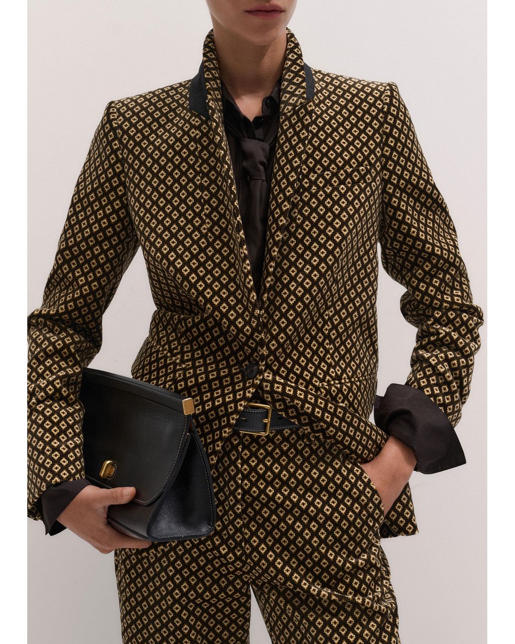 ME+EM Brown Sharp Shoulder Blazer