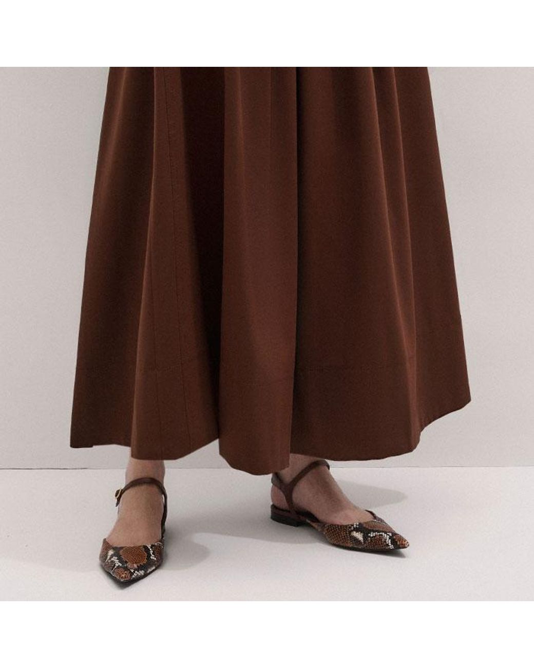 ME+EM Brown Fit And Flare Maxi Shirt Dress