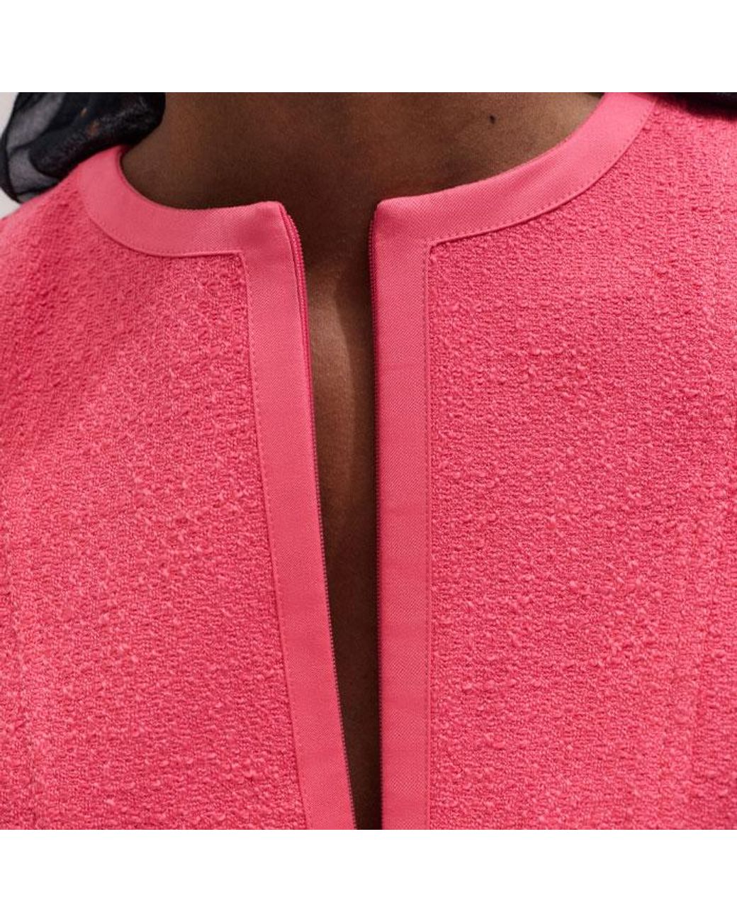 ME+EM Pink Contrast Binding Fit And Flare Midi Dress