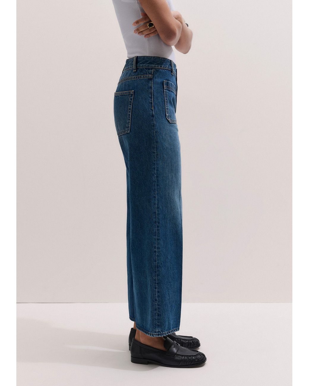 ME+EM Blue Cropped Kick Flare Jean