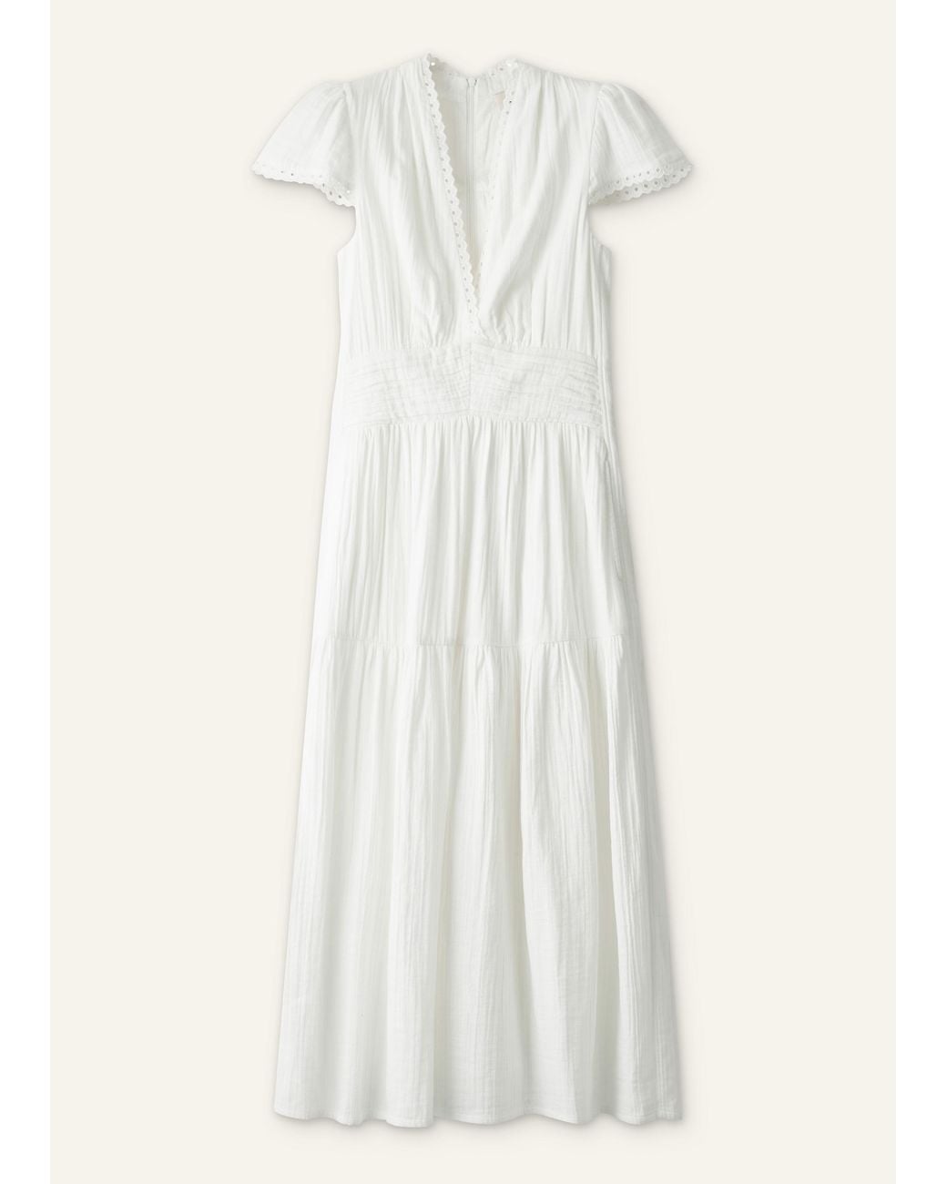 ME+EM Natural Cheesecloth Fit And Flare Maxi Dress