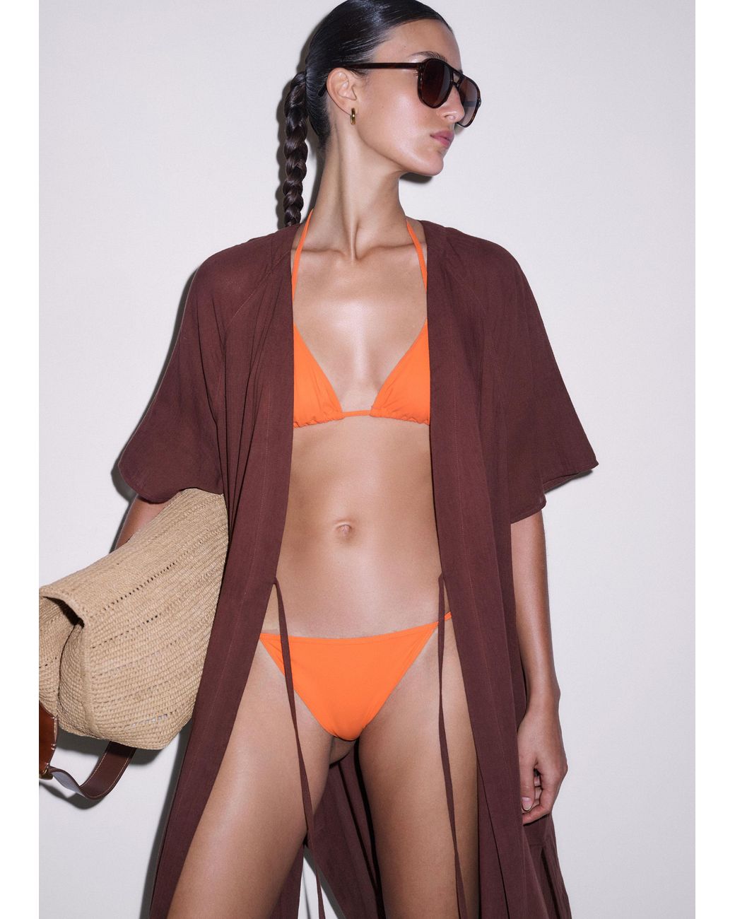 ME+EM Gray Adjustable Triangle Bikini Top