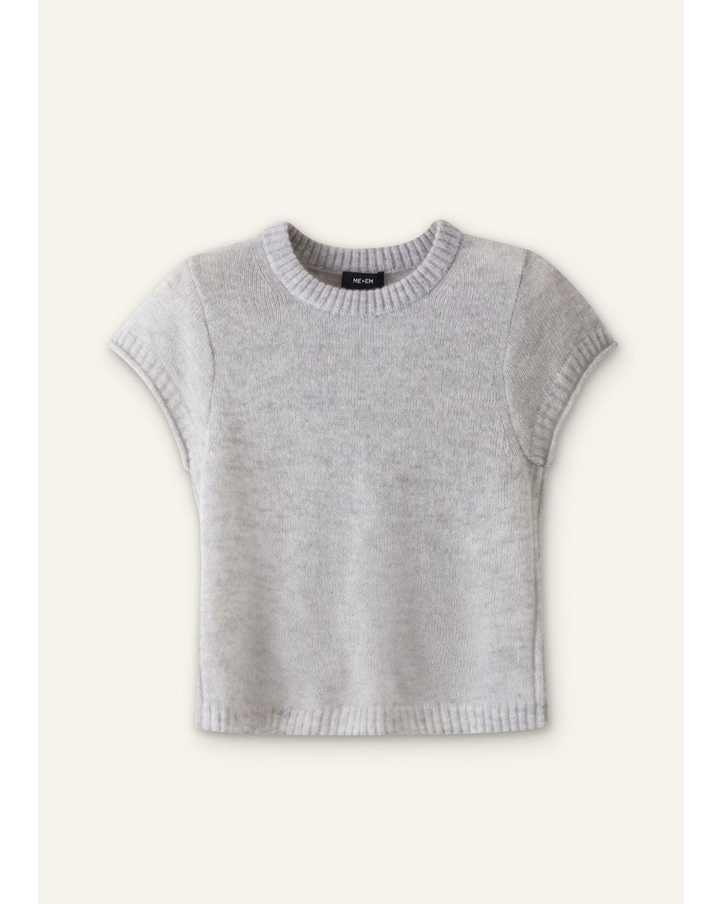 ME+EM Gray Merino Cashmere Silk Shrunken Baby Tee