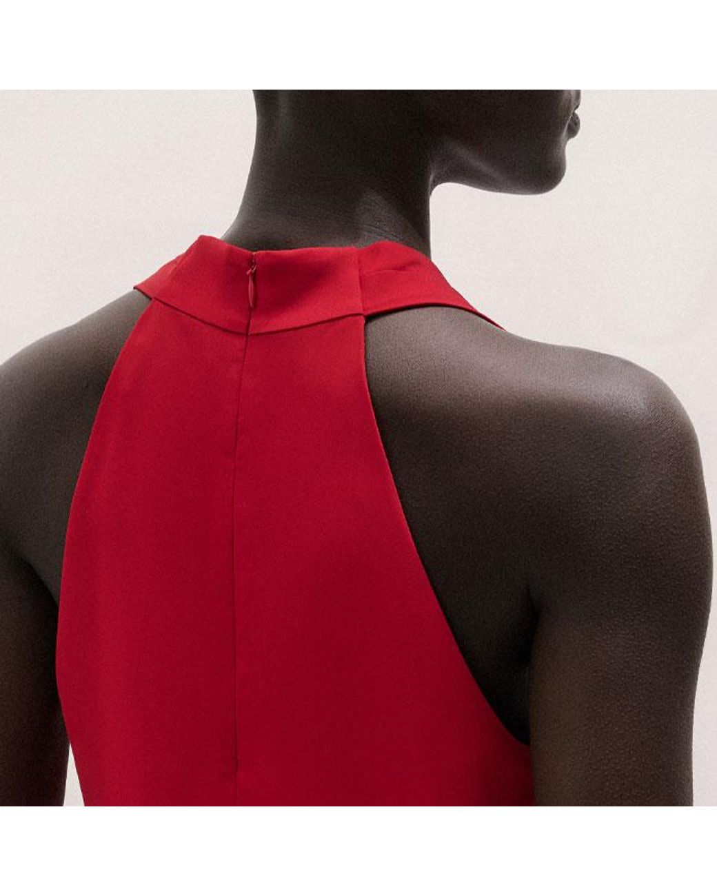 ME+EM Red Silk V-Neck Camisole Top + Tie Ruby