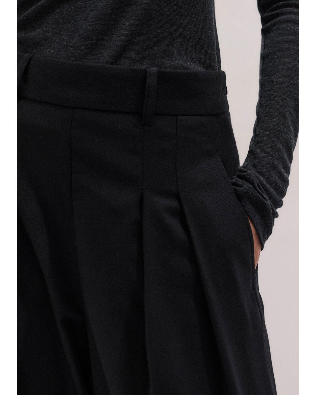 ME+EM Black Exaggerated Taper Trouser