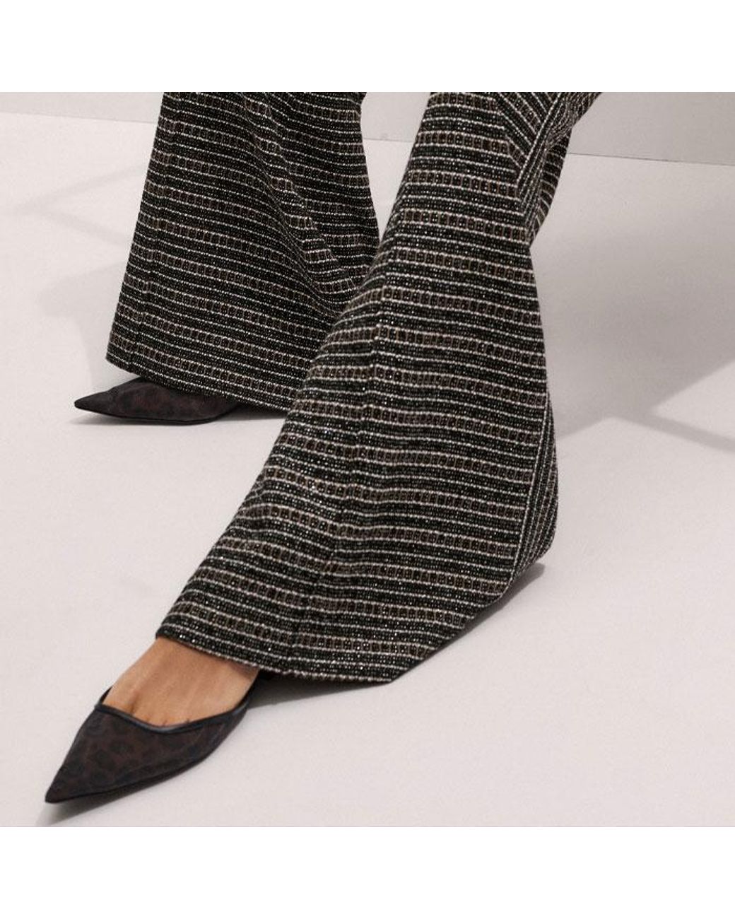 ME+EM Black Stripe Tweed Zip-Front Top