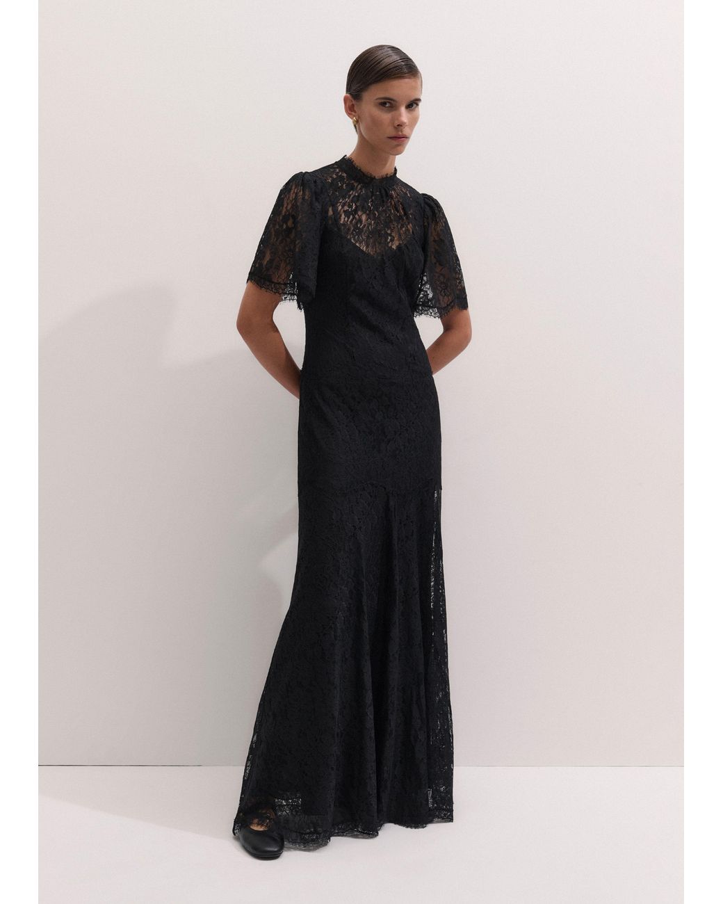 ME+EM White Fluid Lace Full Length Gown + Slip