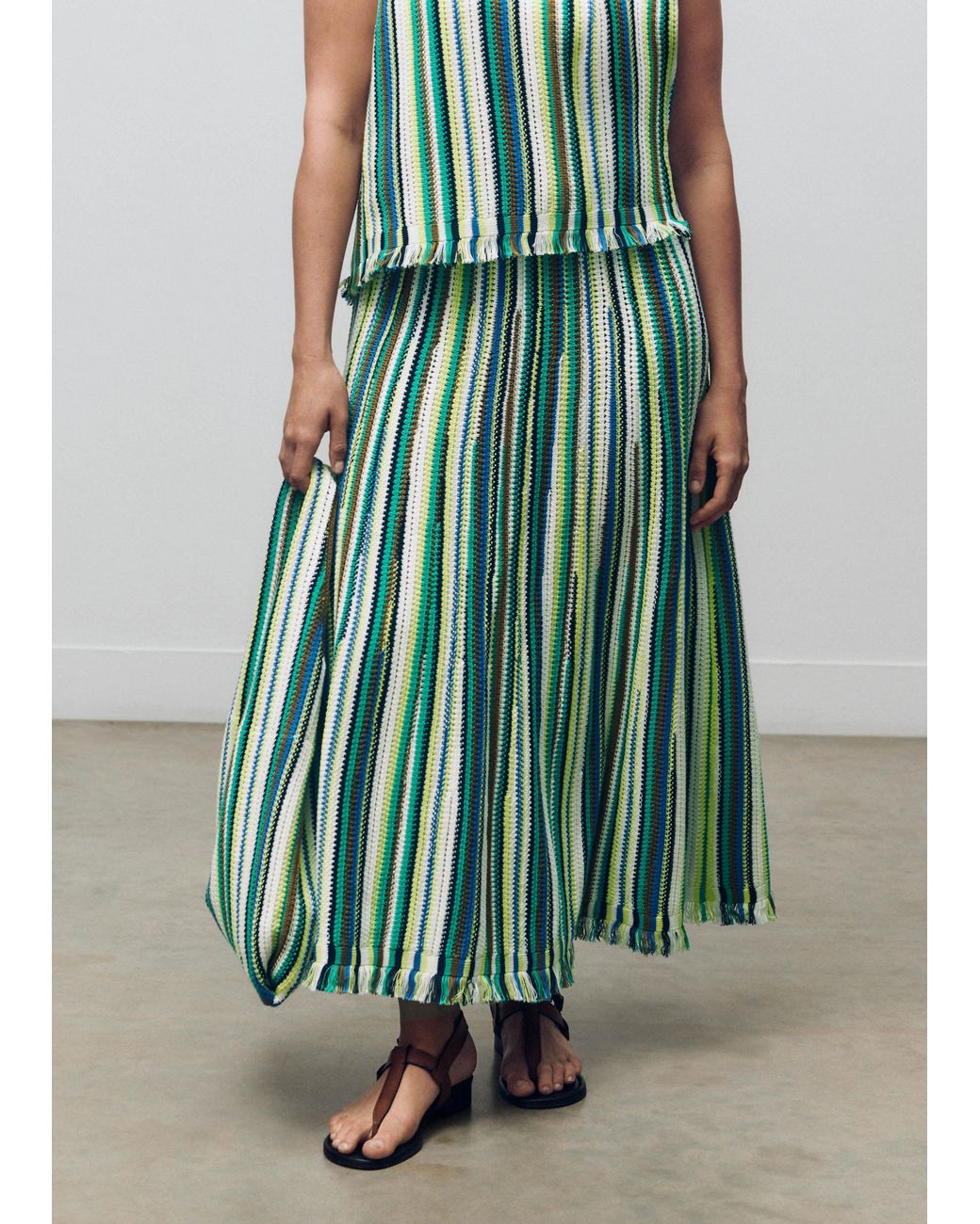 スカート Textured Stripe Skirt ME+EM Textured Stripe A-line Skirt in Blue | Lyst