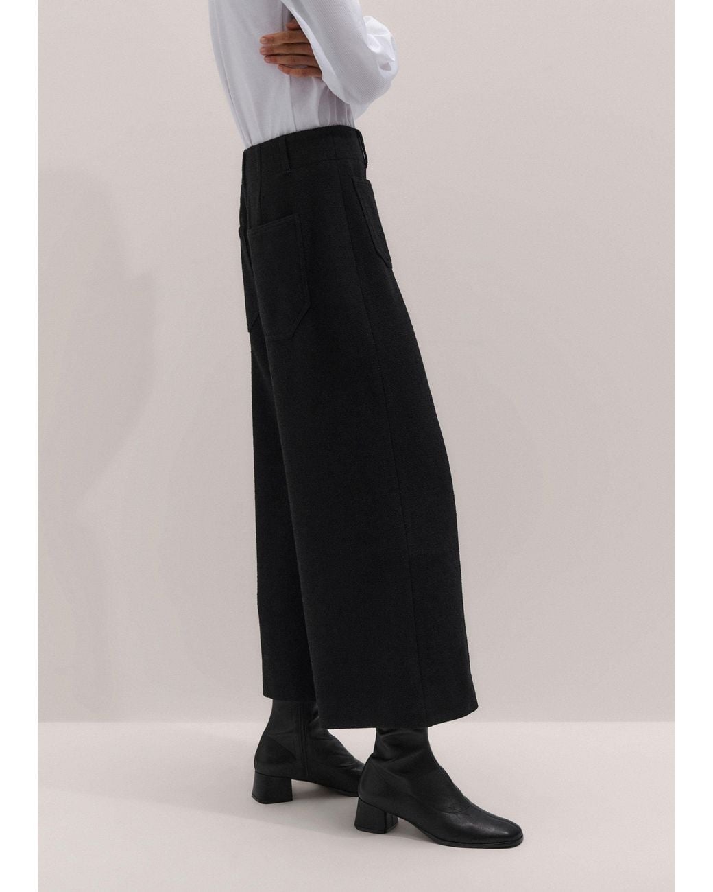 ME+EM Black Super Wide Crop Trouser