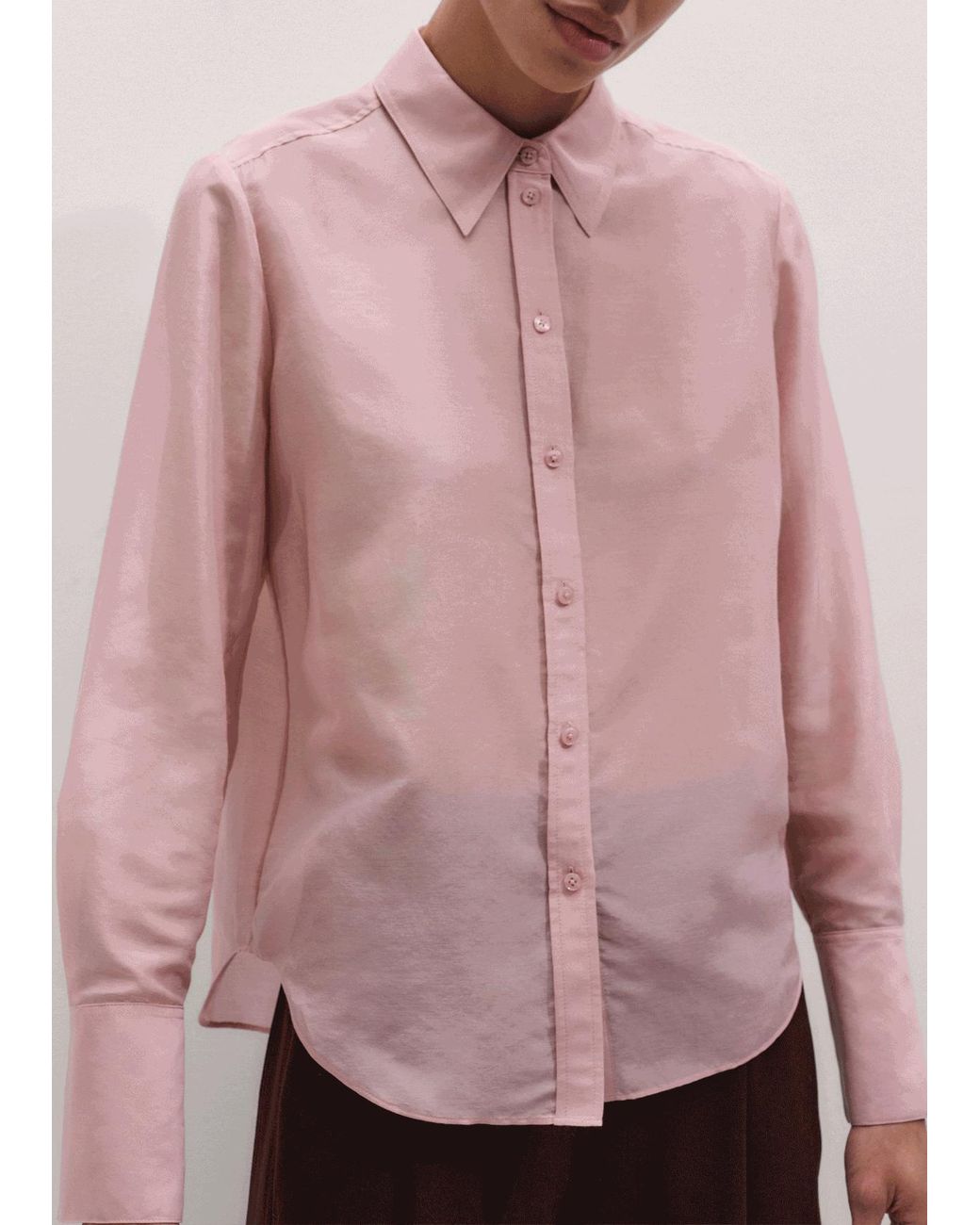 ME+EM Pink Silk Cotton Cloud Layering Shirt + Tie