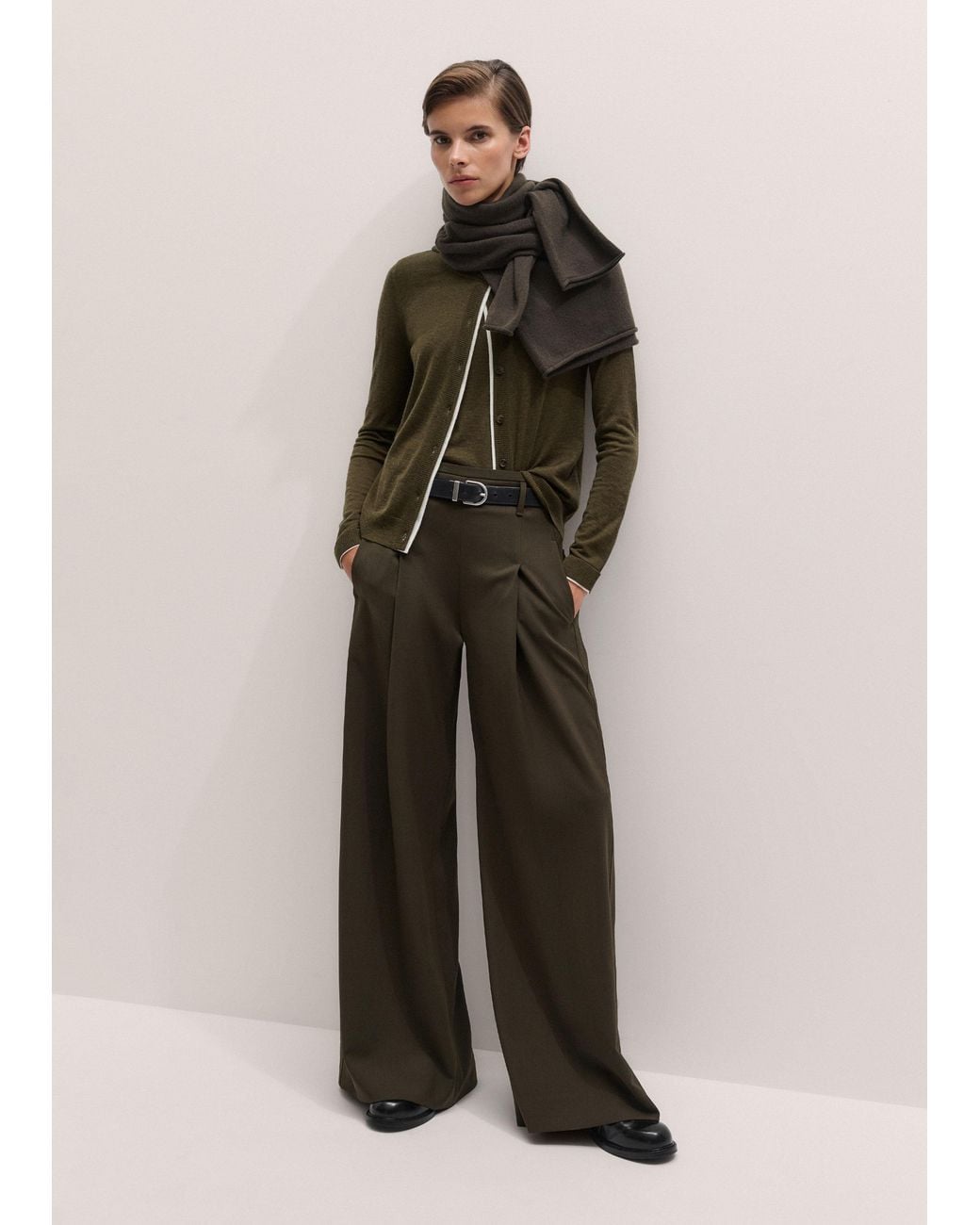 ME+EM Green Barely There Contrast Slim Cardigan Rich-Soft