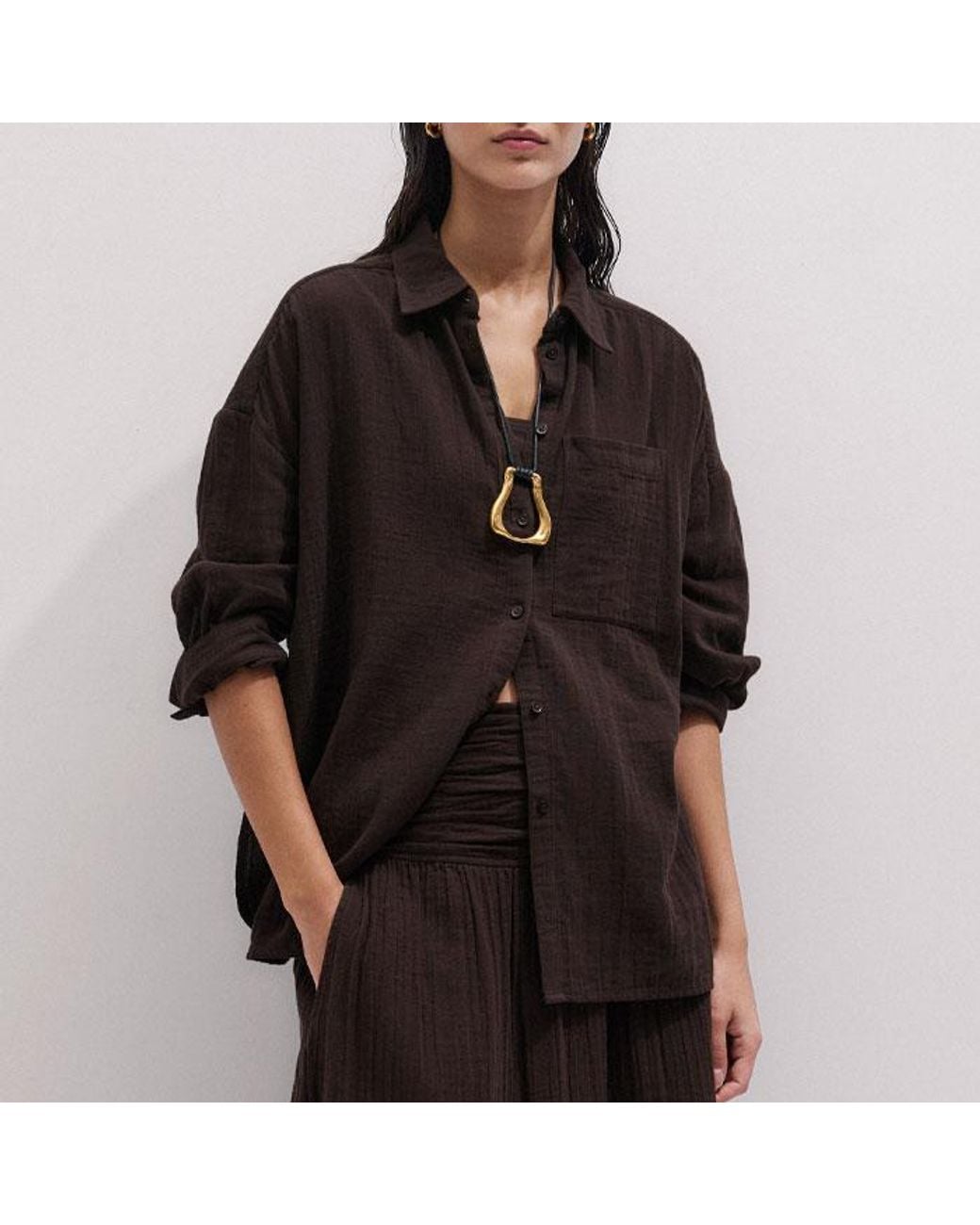 ME+EM Black Cheesecloth Maxi Skirt