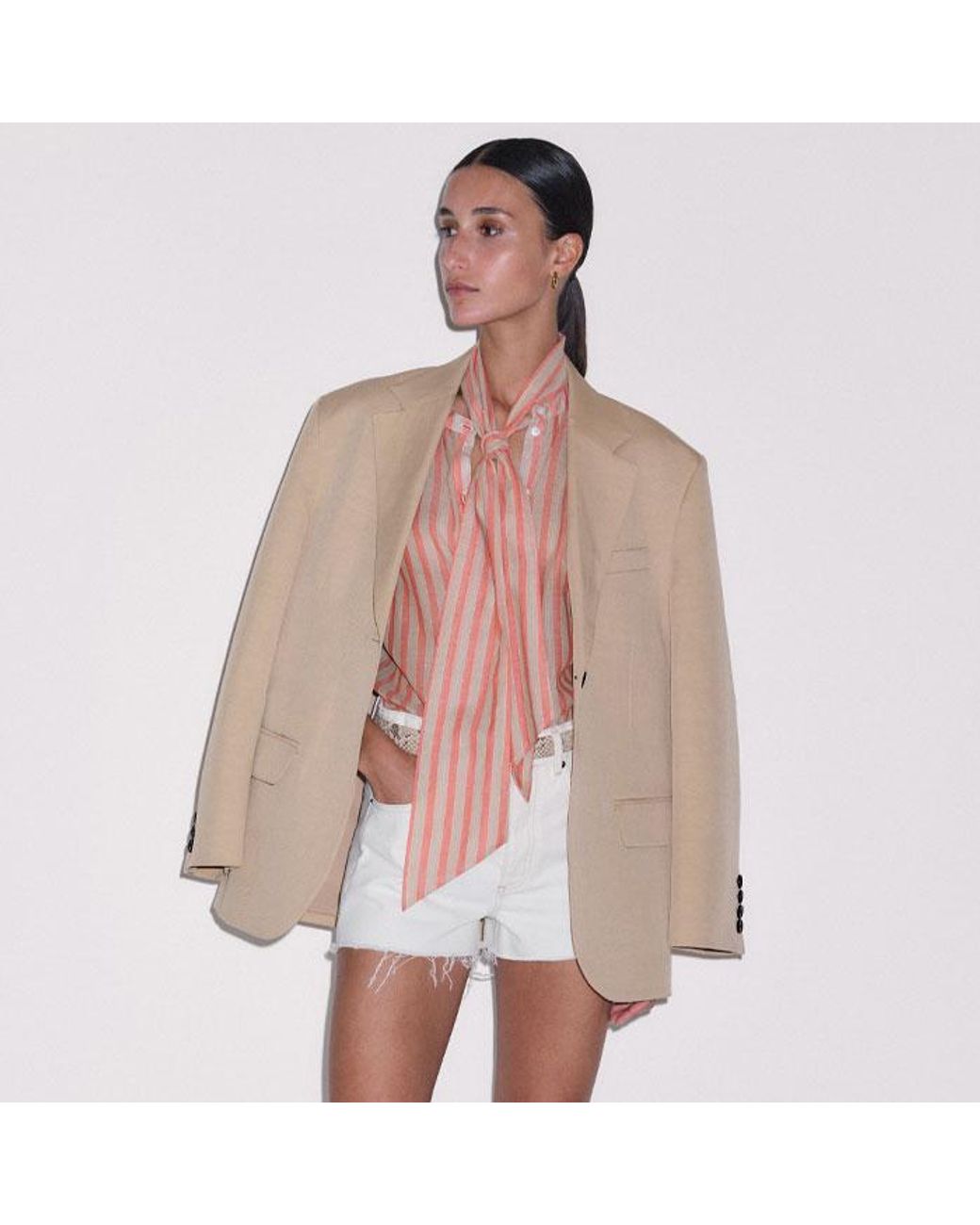 ME+EM Pink Stripe Blouse + Tie