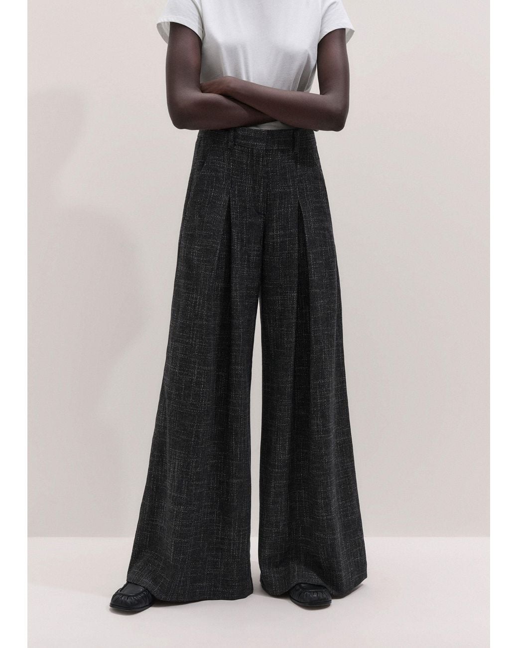 ME+EM Black Very Wide-Leg Pant