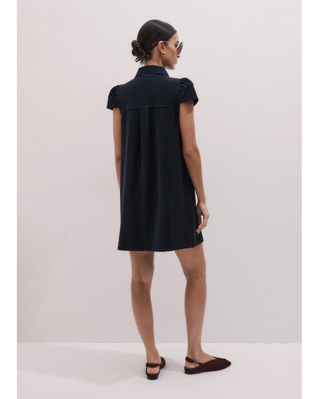 ME+EM Blue Jacquard Towelling Mini Dress