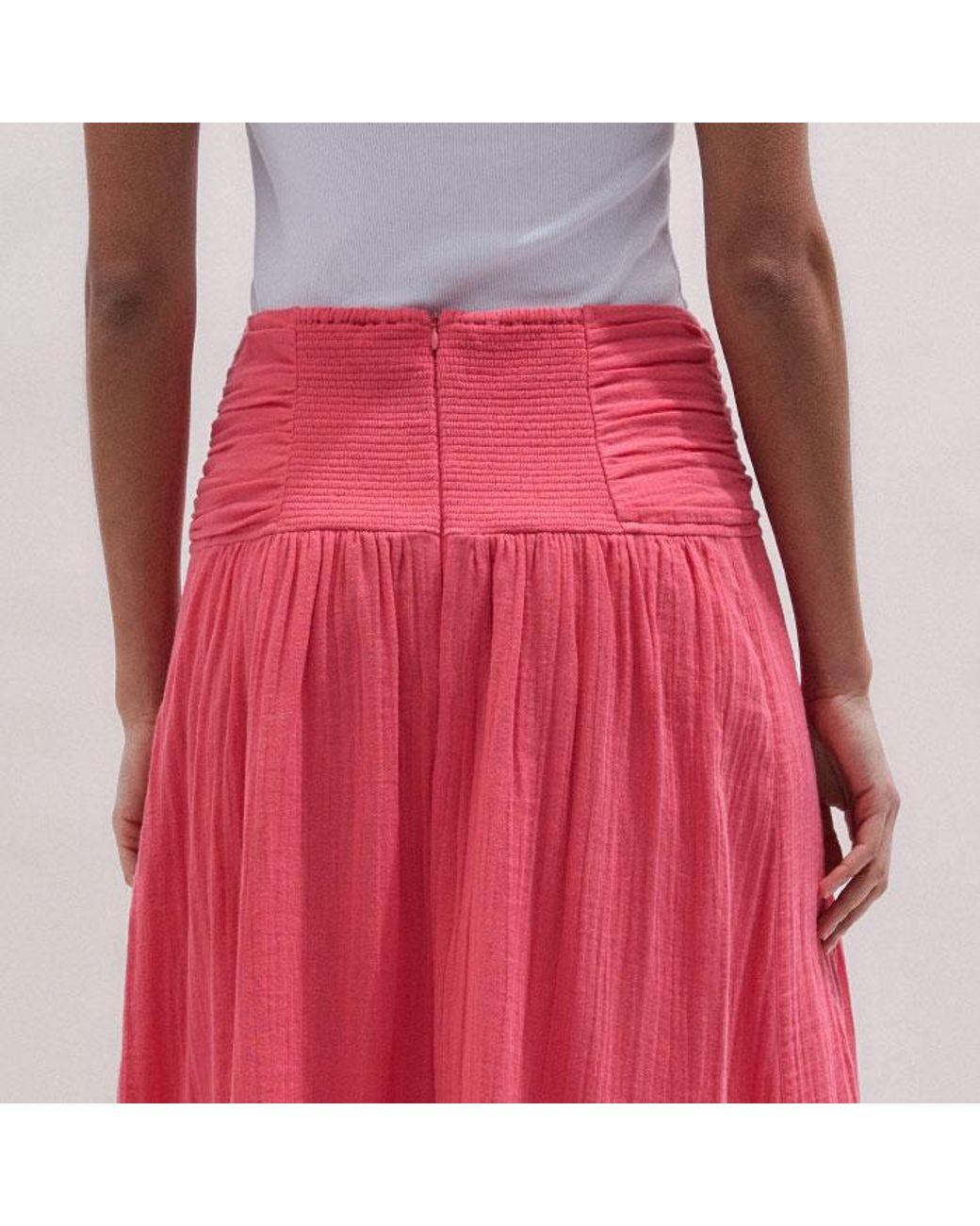 ME+EM Pink Cheesecloth Maxi Skirt
