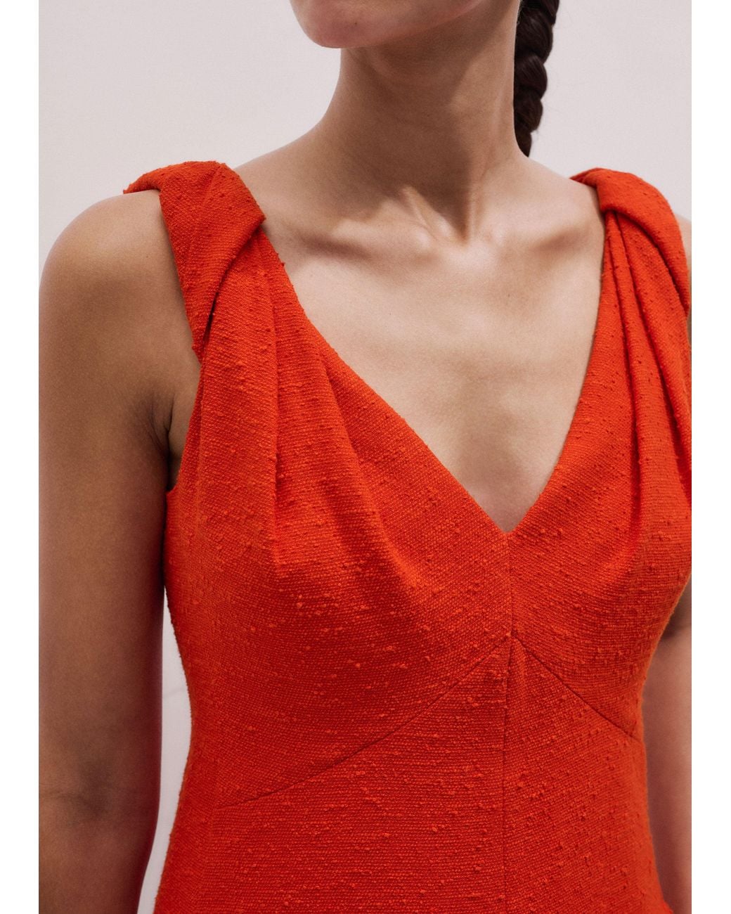ME+EM Red Twisted Strap Fit And Flare Maxi Dress