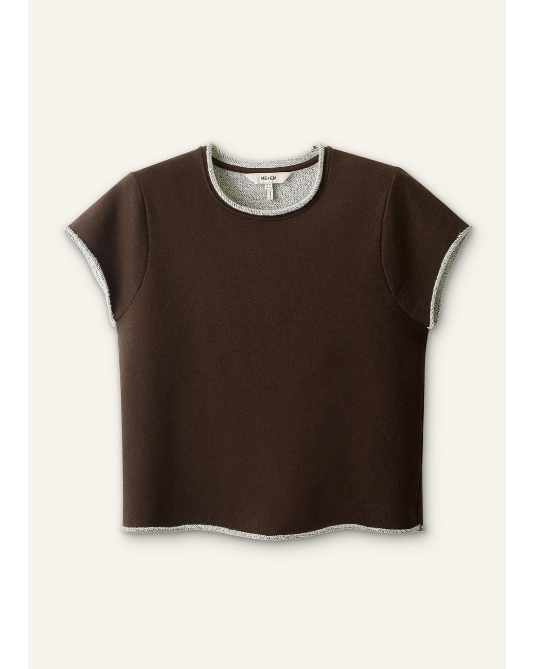 ME+EM Black Baby Tee Lightweight Sweatshirt Warm Chocolate Melange