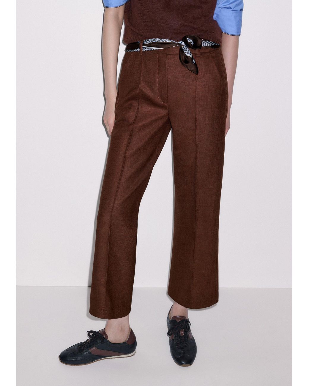 ME+EM Brown Straight Crop Trouser