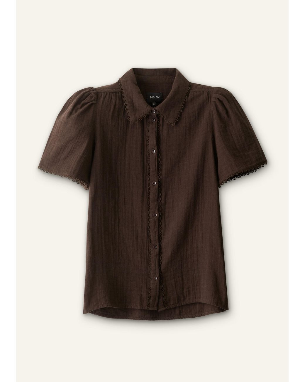 ME+EM Multicolor Cheesecloth Trim Detail Blouse