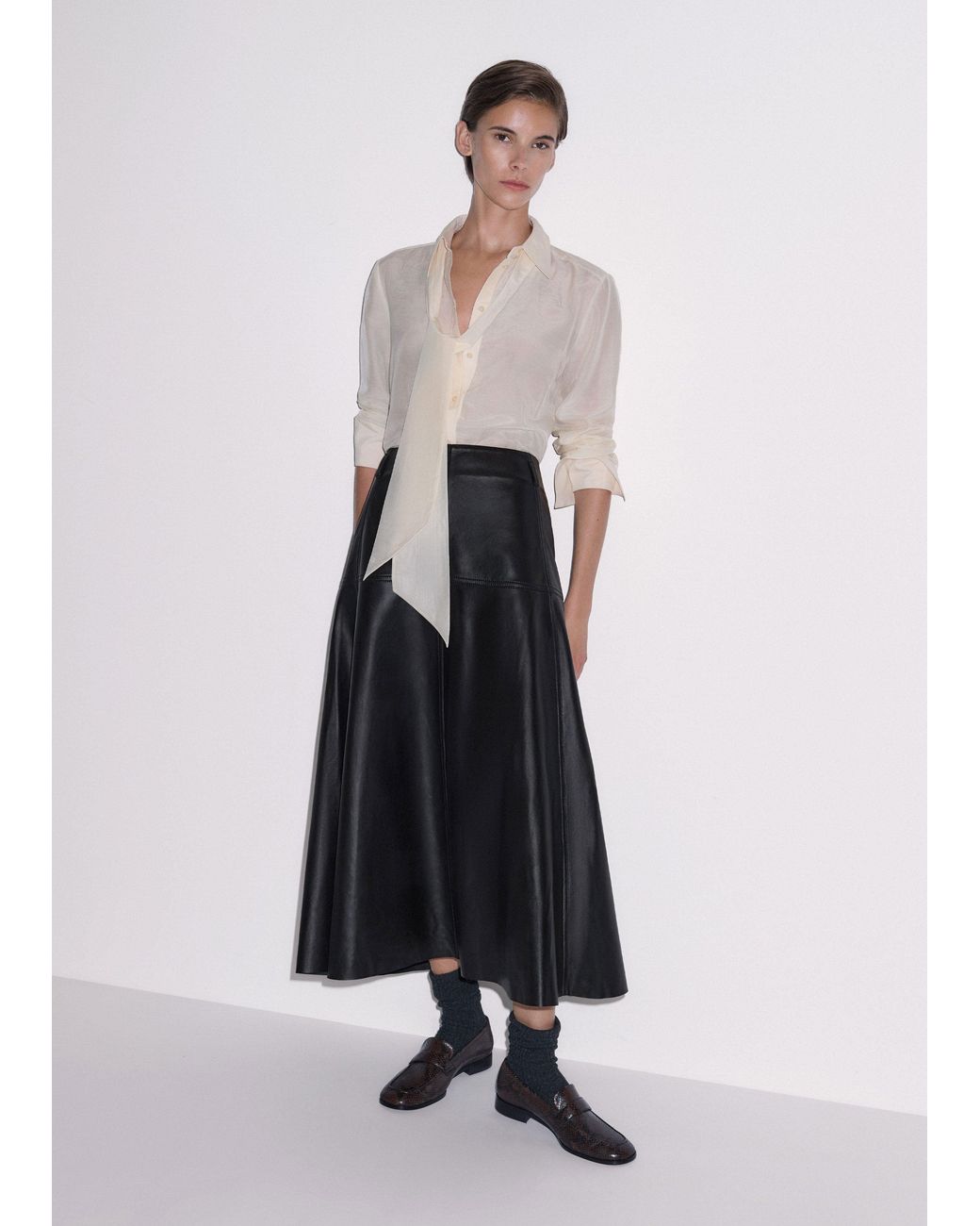 ME+EM Natural Silk Cotton Cloud Layering Shirt + Tie