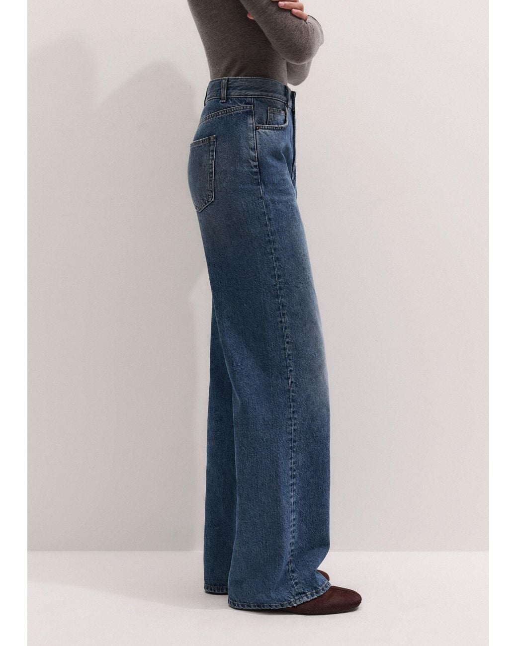 ME+EM Blue Ultra High Waist Straight Leg Jean
