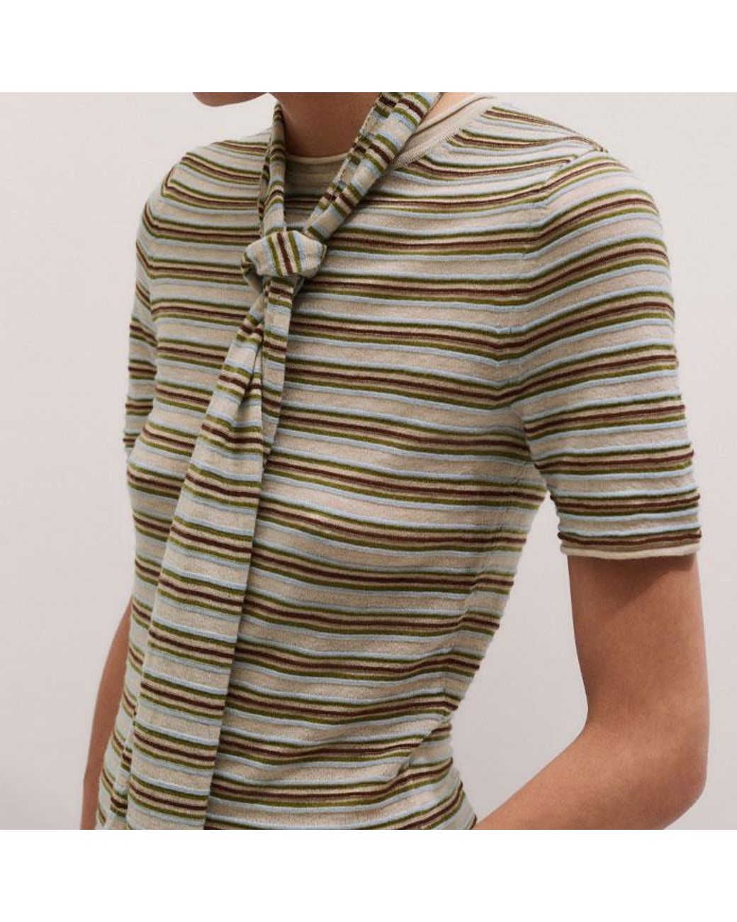 ME+EM Brown Barely There Micro Stripe Slim Tee + Tie