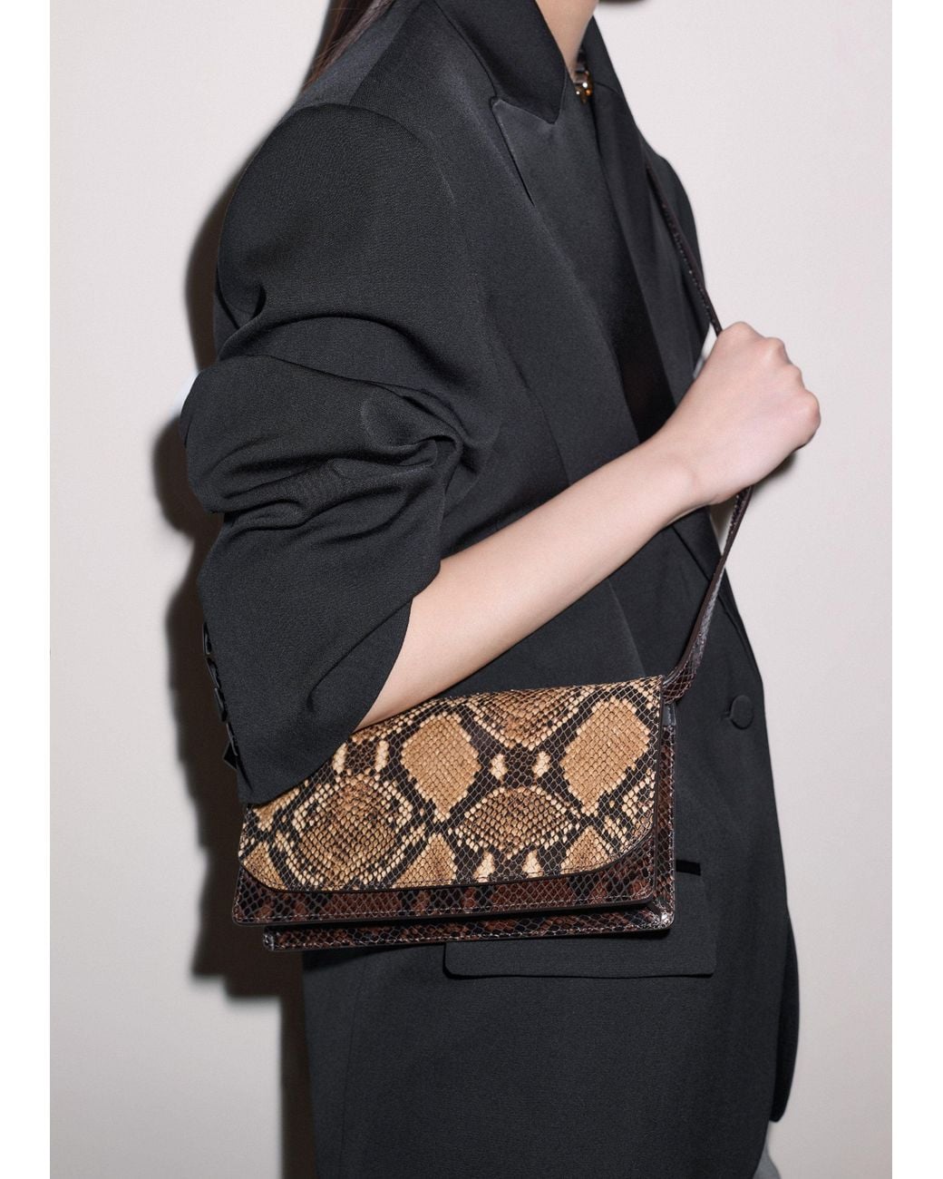 ME+EM Multicolor Snake Embossed Small Clutch+Crossbody Bag