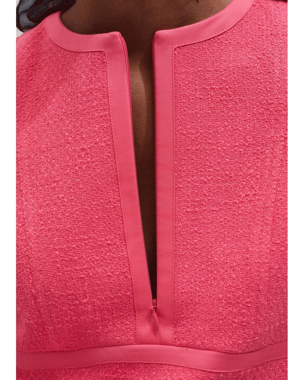 ME+EM Pink Contrast Binding Fit And Flare Midi Dress