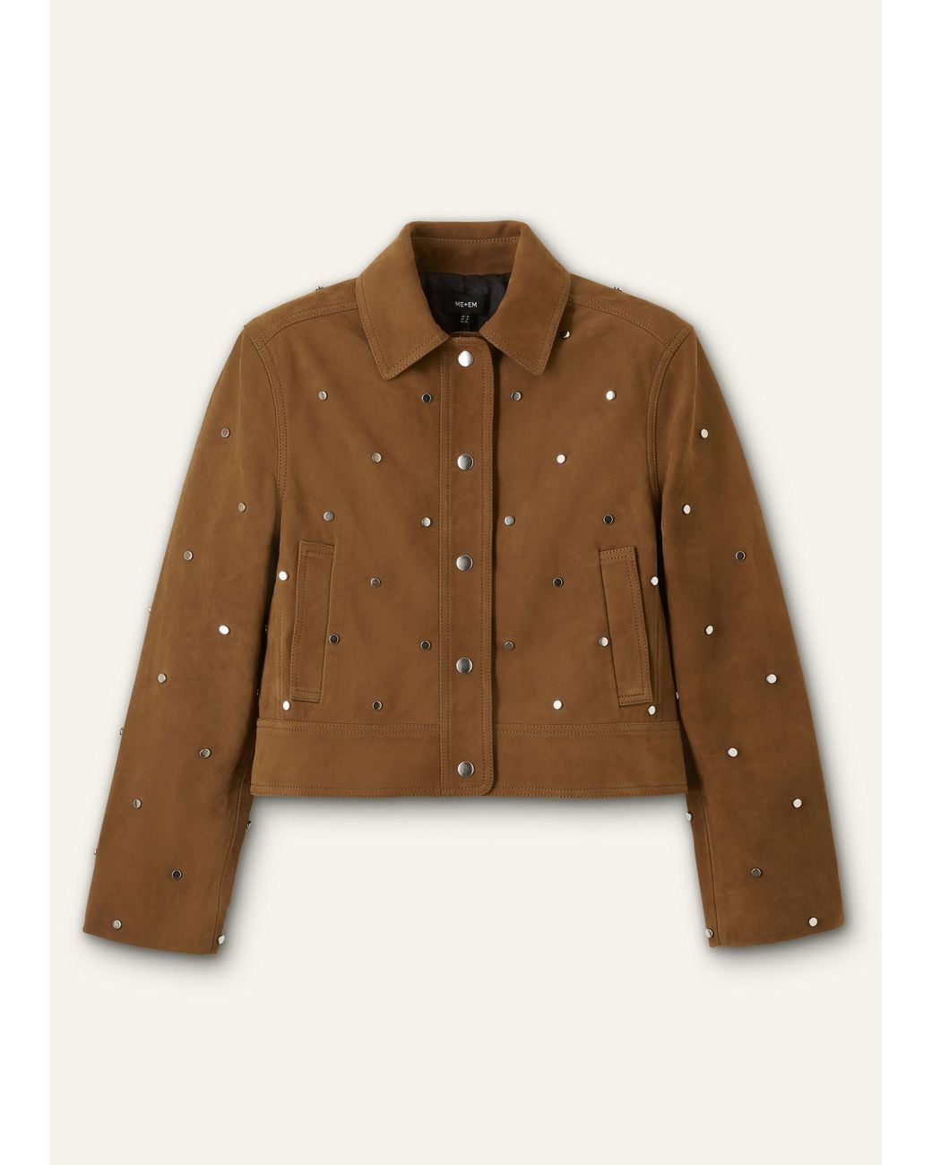 ME+EM Brown Relaxed Embellished Stud Jacket