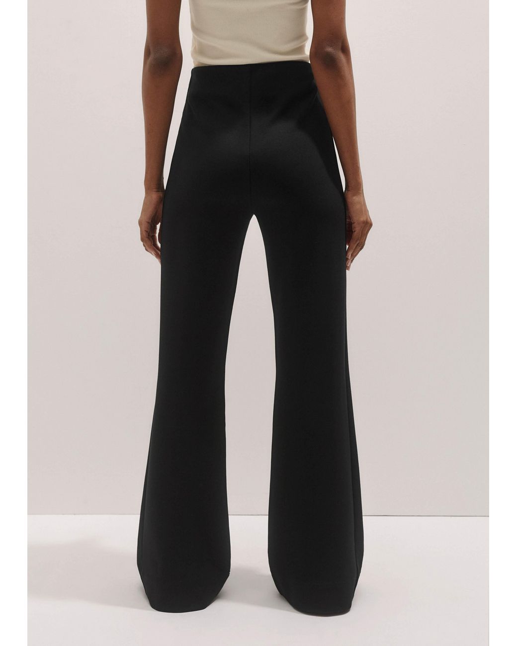 ME+EM Black Travel Tailoring Kick Flare Trouser